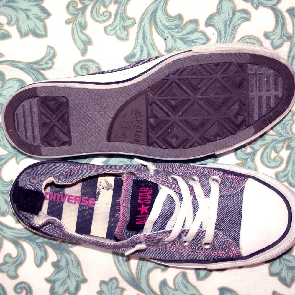 Converse pink and grey slip on shoes